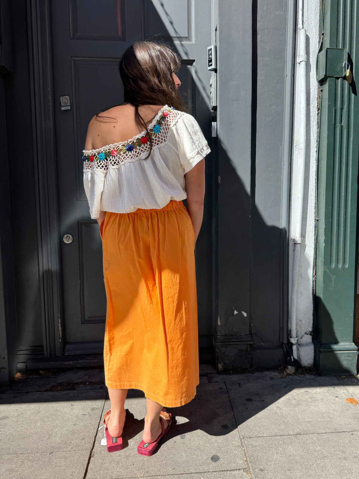 WOLF AND GYPSY ORANGE POCKET SKIRT