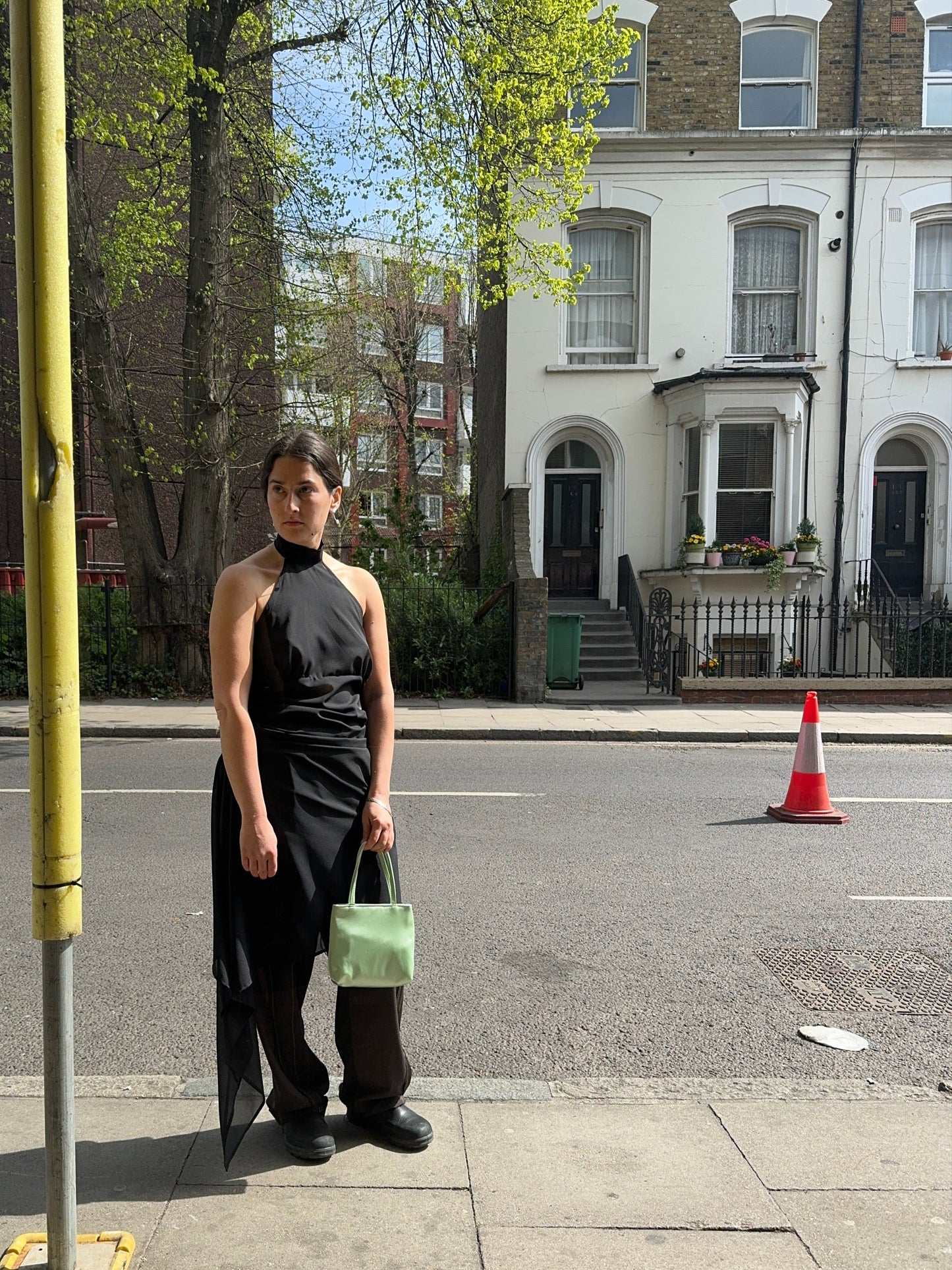 UNA HAYDE BLACK HALTER NECK EIRA DRESS