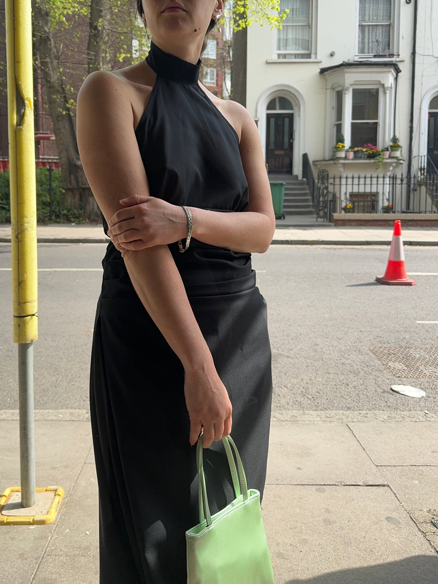 UNA HAYDE BLACK HALTER NECK EIRA DRESS