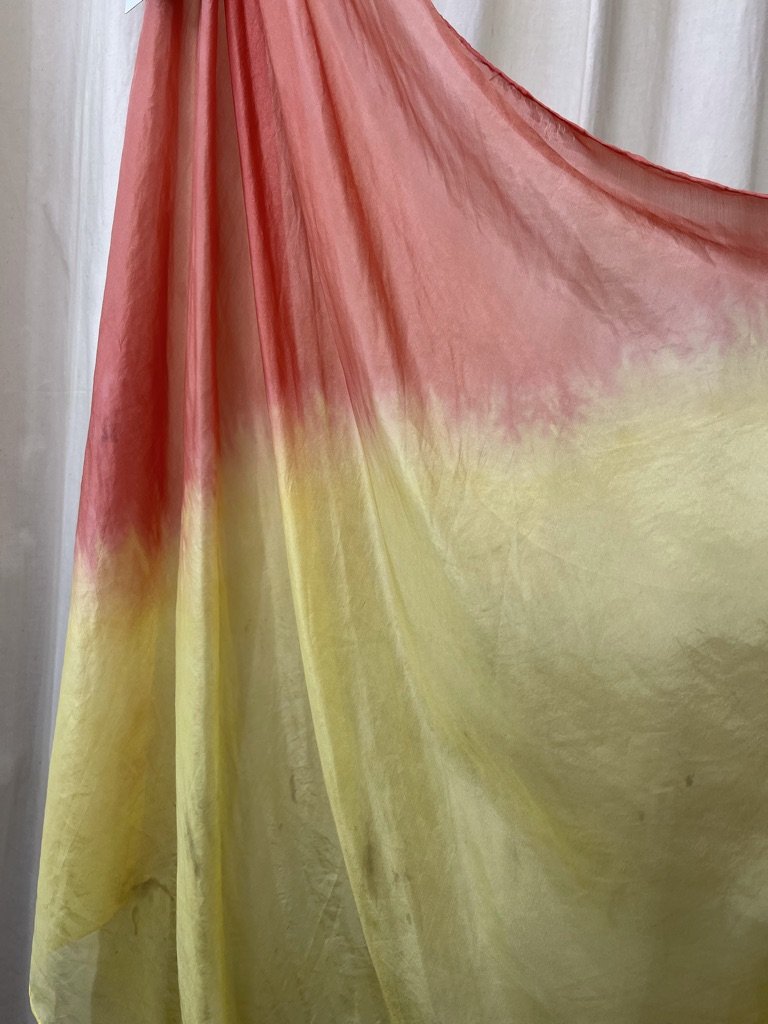 SLOW AND SOW SILK SCARF PINK AND YELLOW