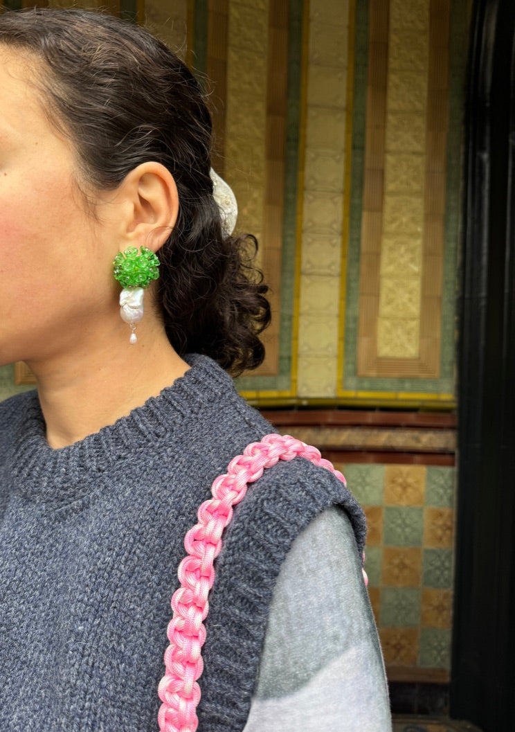 UCHA BLOOMING EARRINGS PEARL GREEN