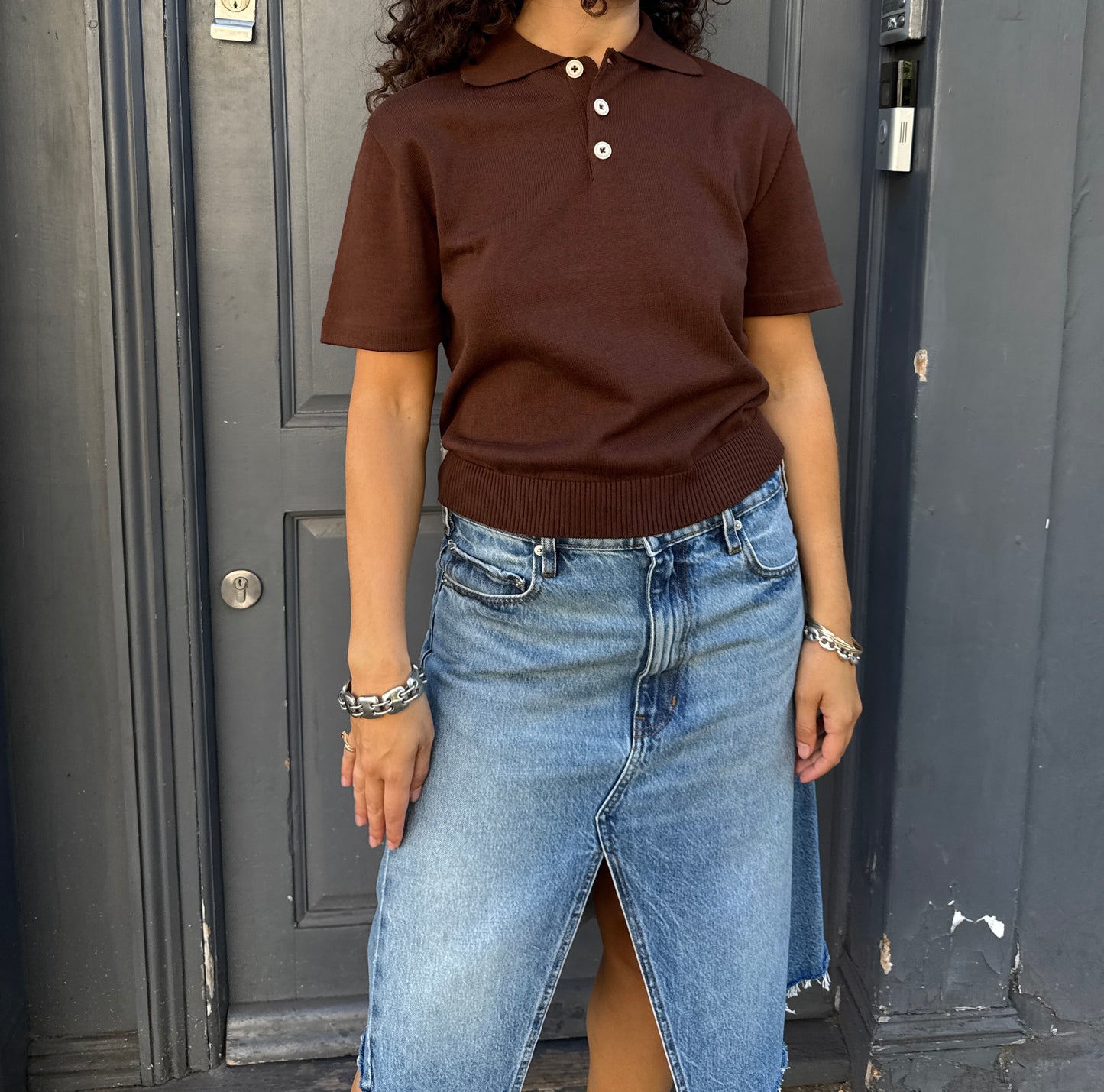THE GATHER - BROWN POLO TOP