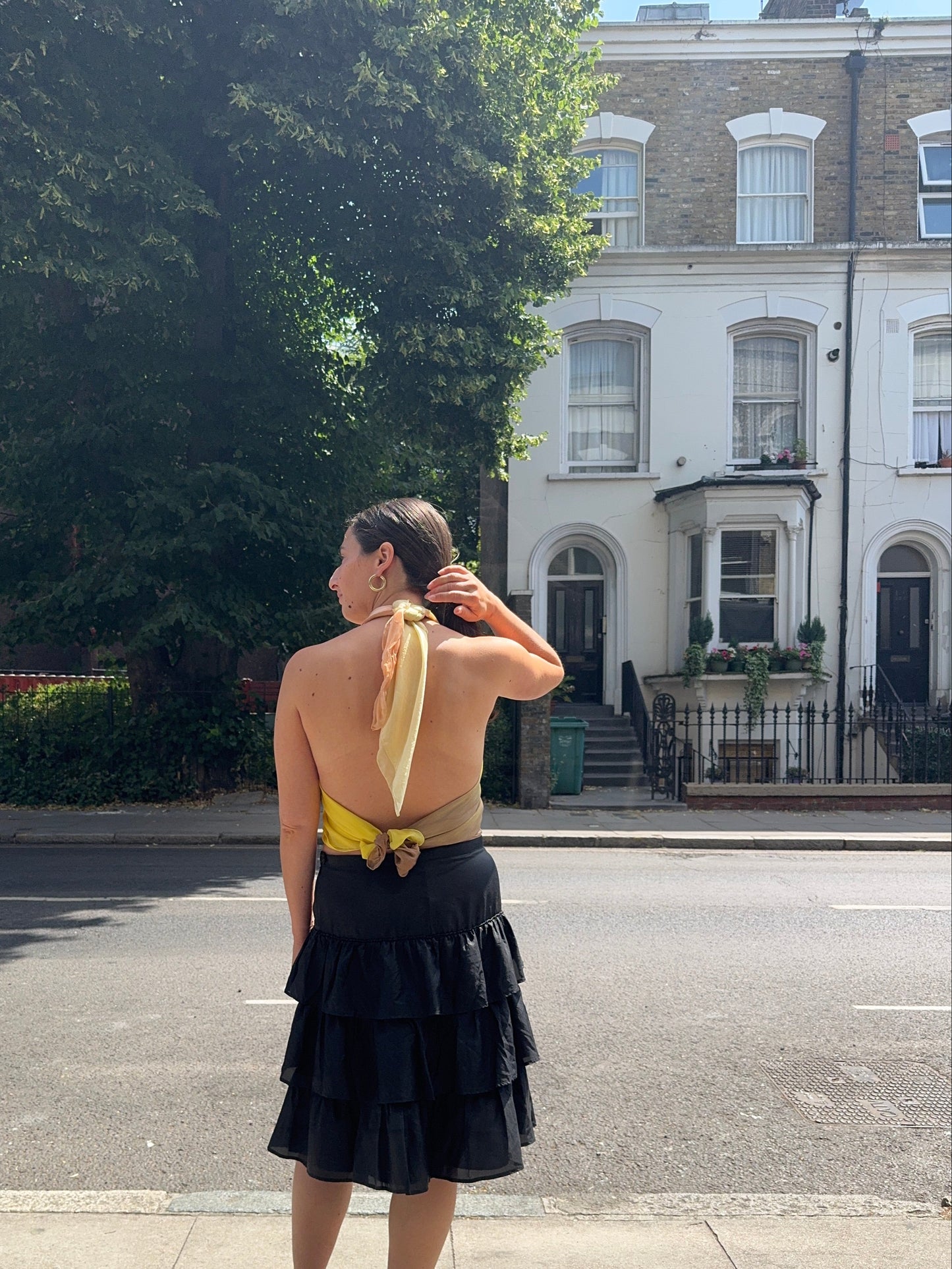 SLOW AND SOW SILK SCARF LEMON & WALNUT