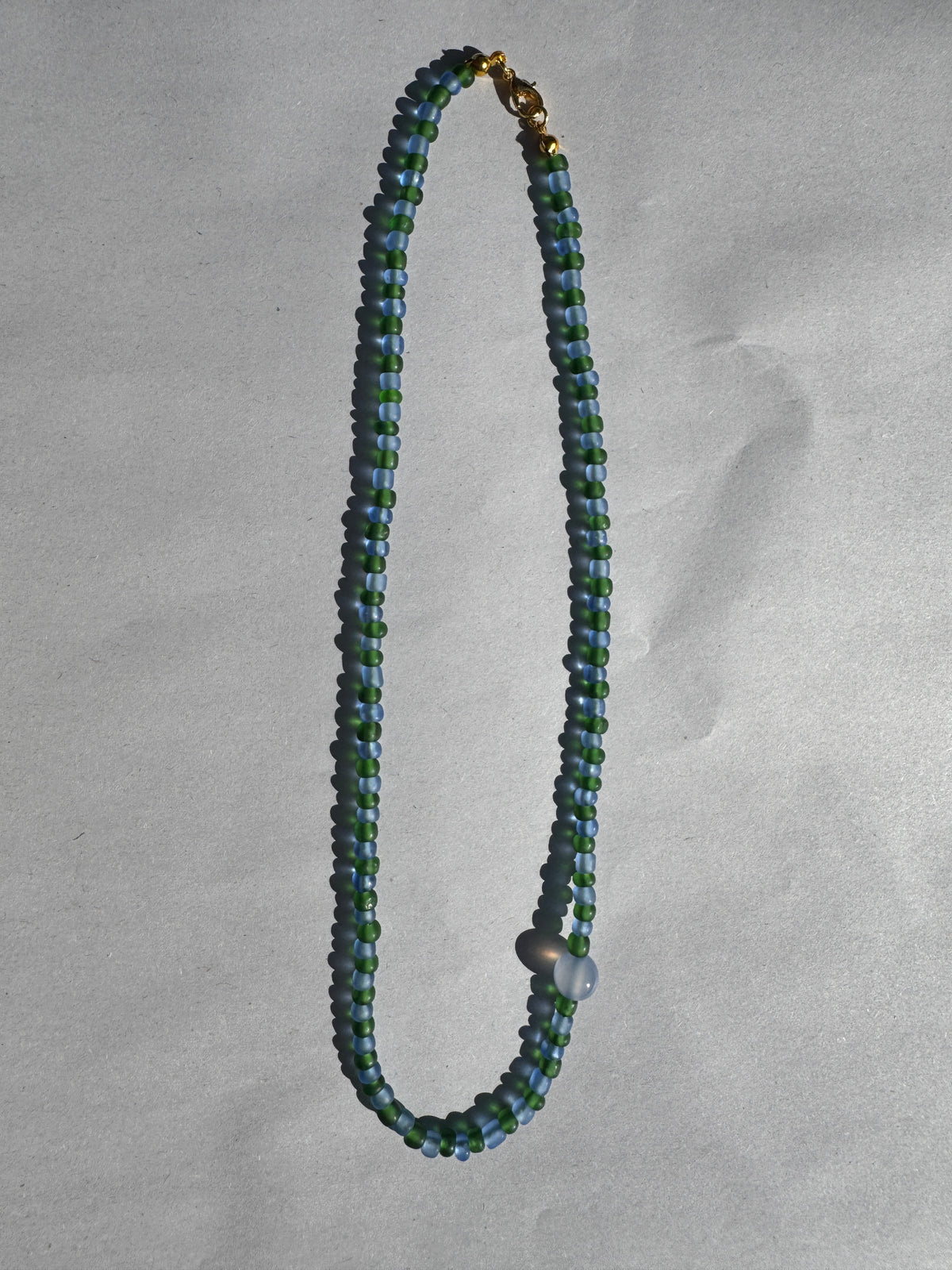 BEADING FOR PALESTINE STRIPE NECKLACE BLUE & GREEN