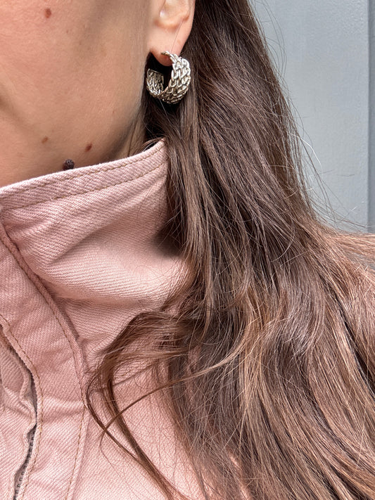 NODO CHUNKY WOVEN HOOPS SILVER