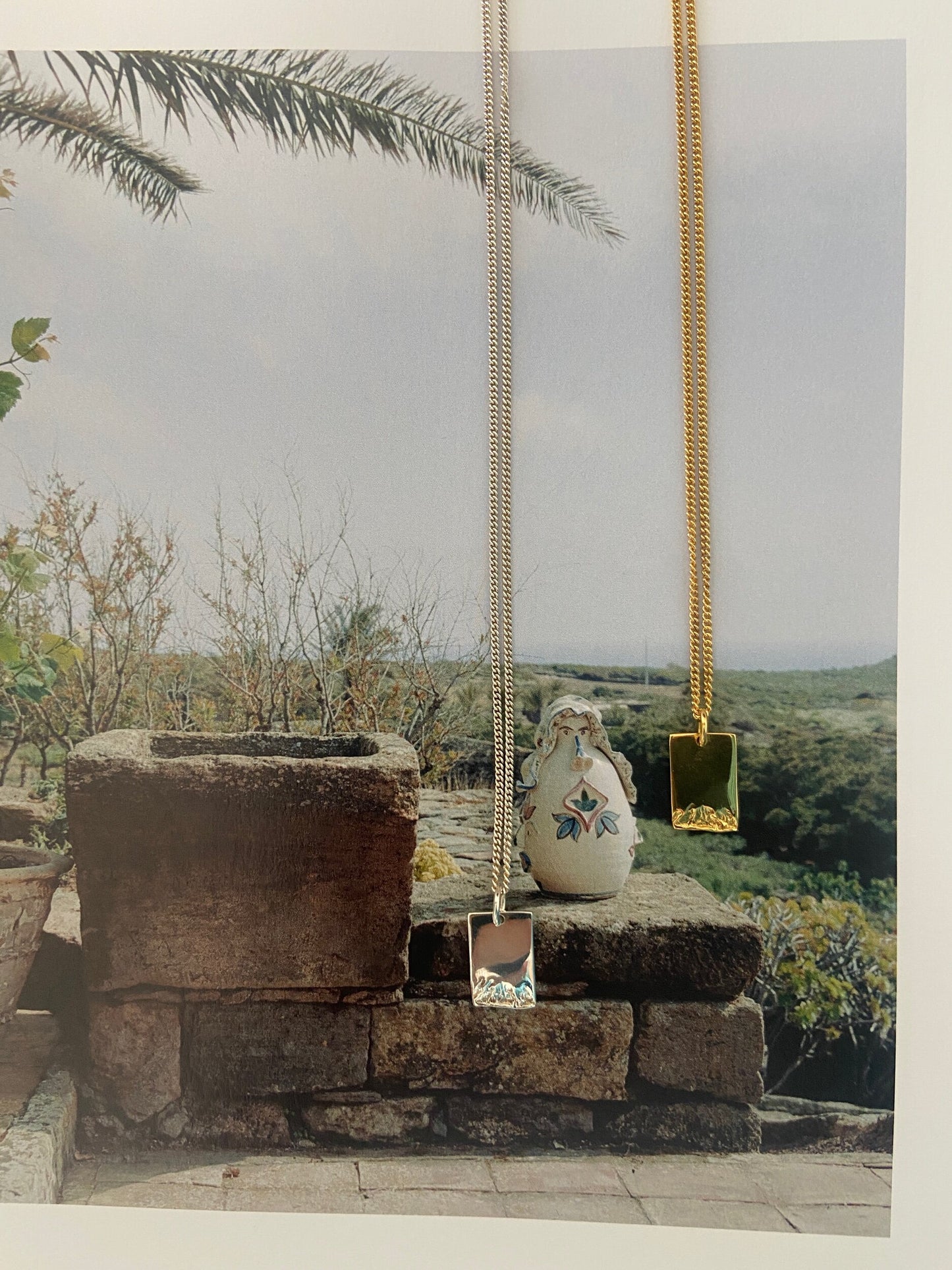 AIMOS MOLTEN RECTANGLE PENDANT NECKLACE