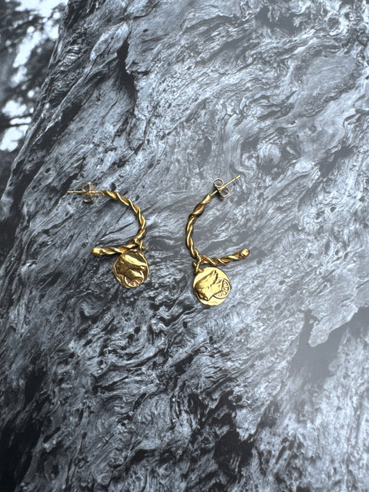 ESOTIC LA DEA BENDATA MINI ROPE HOOPS GOLD PLATED