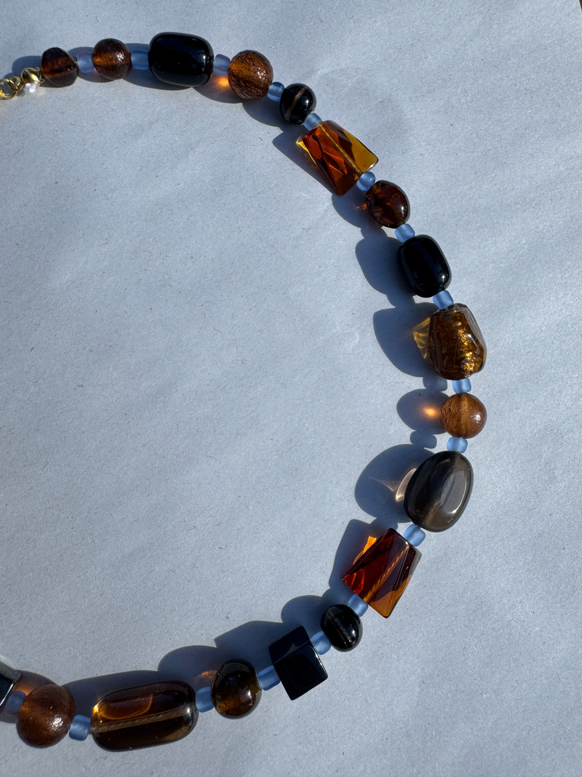 BEADING FOR PALESTINE CHUNKY NECKLACE BROWN