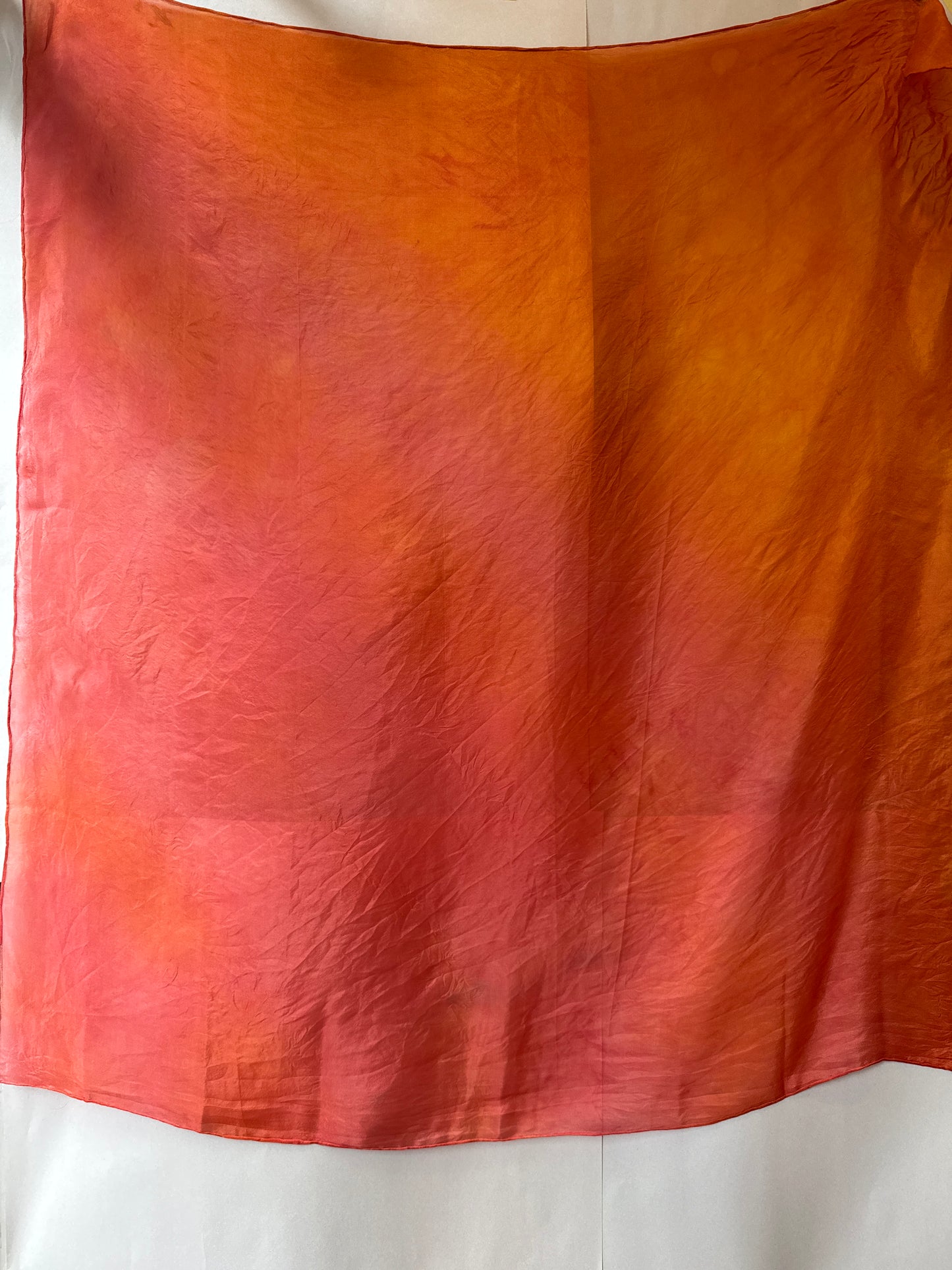 SLOW AND SOW SILK SCARF ORANGE AND RED
