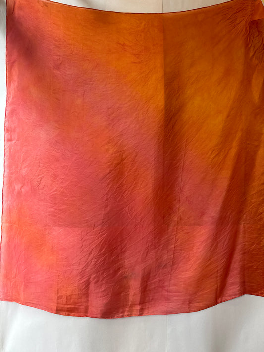SLOW AND SOW SILK SCARF ORANGE AND RED