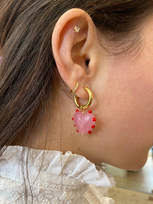 SANDRA ALEXANDRA MILAGROS HEART EARRINGS PINK