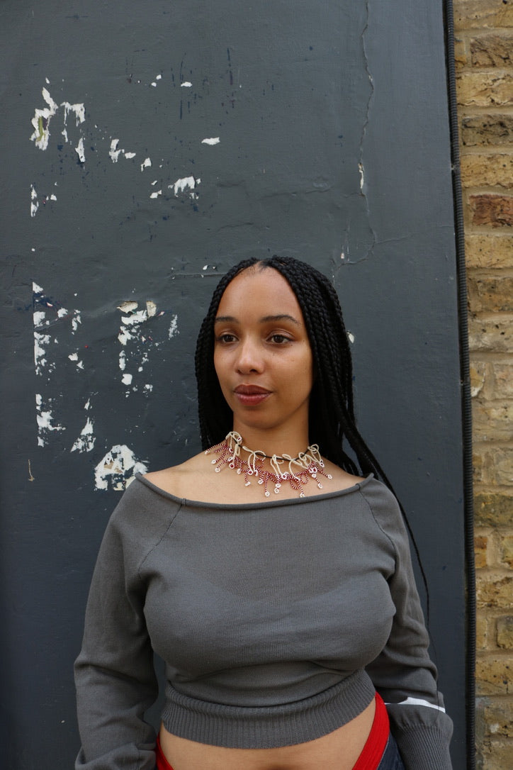 YONA KOHEN BALLERINA BOW NECKLACE IN BLACK