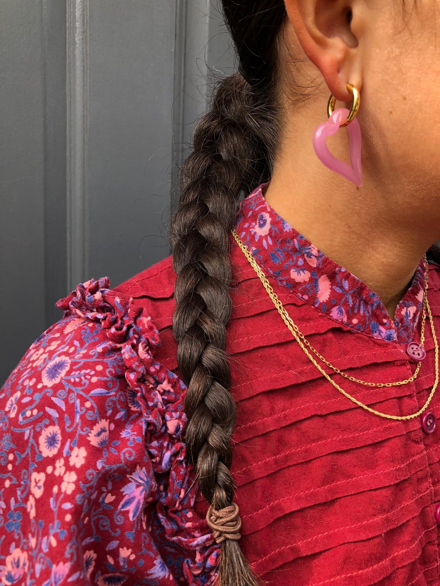 SANDRA ALEXANDRA HEART OF GLASS EARRINGS PINK