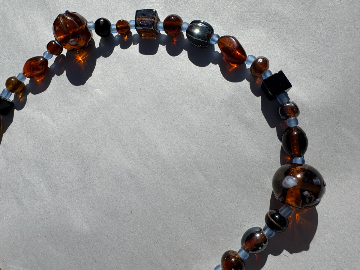 BEADING FOR PALESTINE CHUNKY NECKLACE BROWN