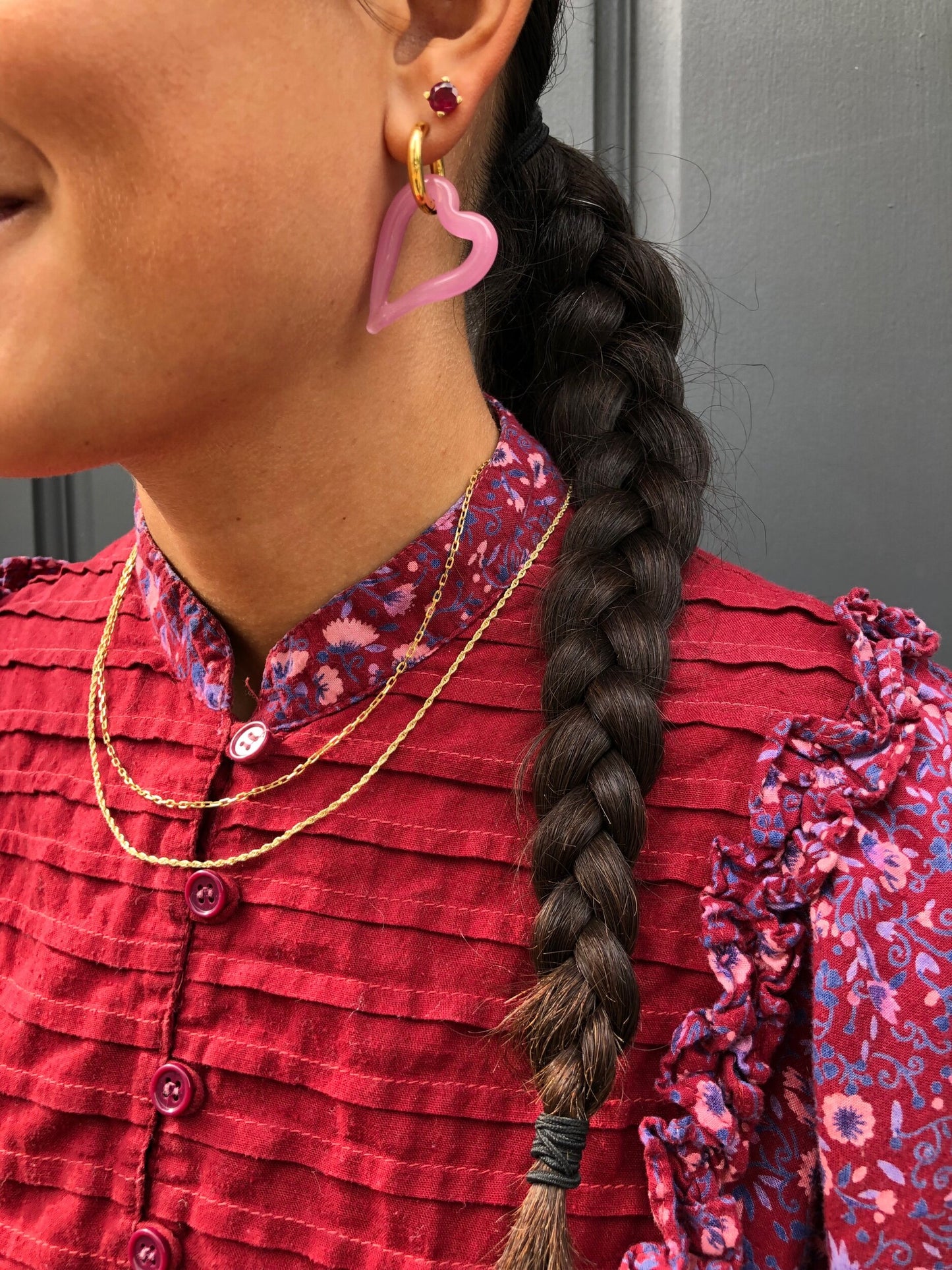 SANDRA ALEXANDRA HEART OF GLASS EARRINGS PINK