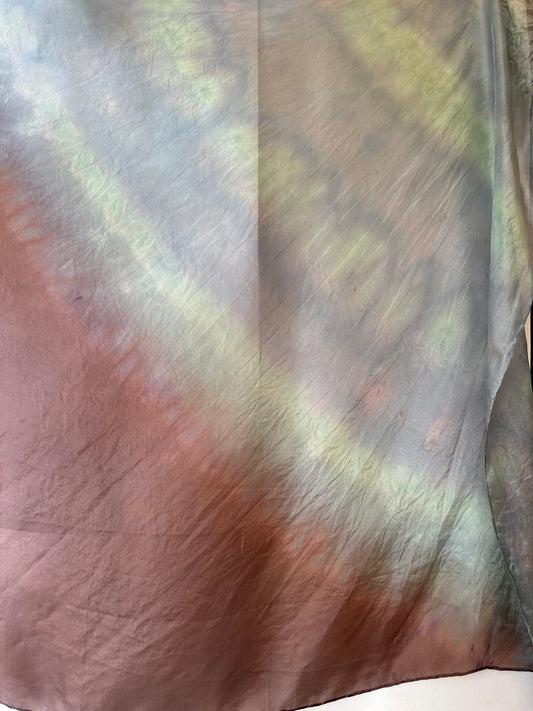 SLOW AND SOW SILK SCARF GREY AND BROWN