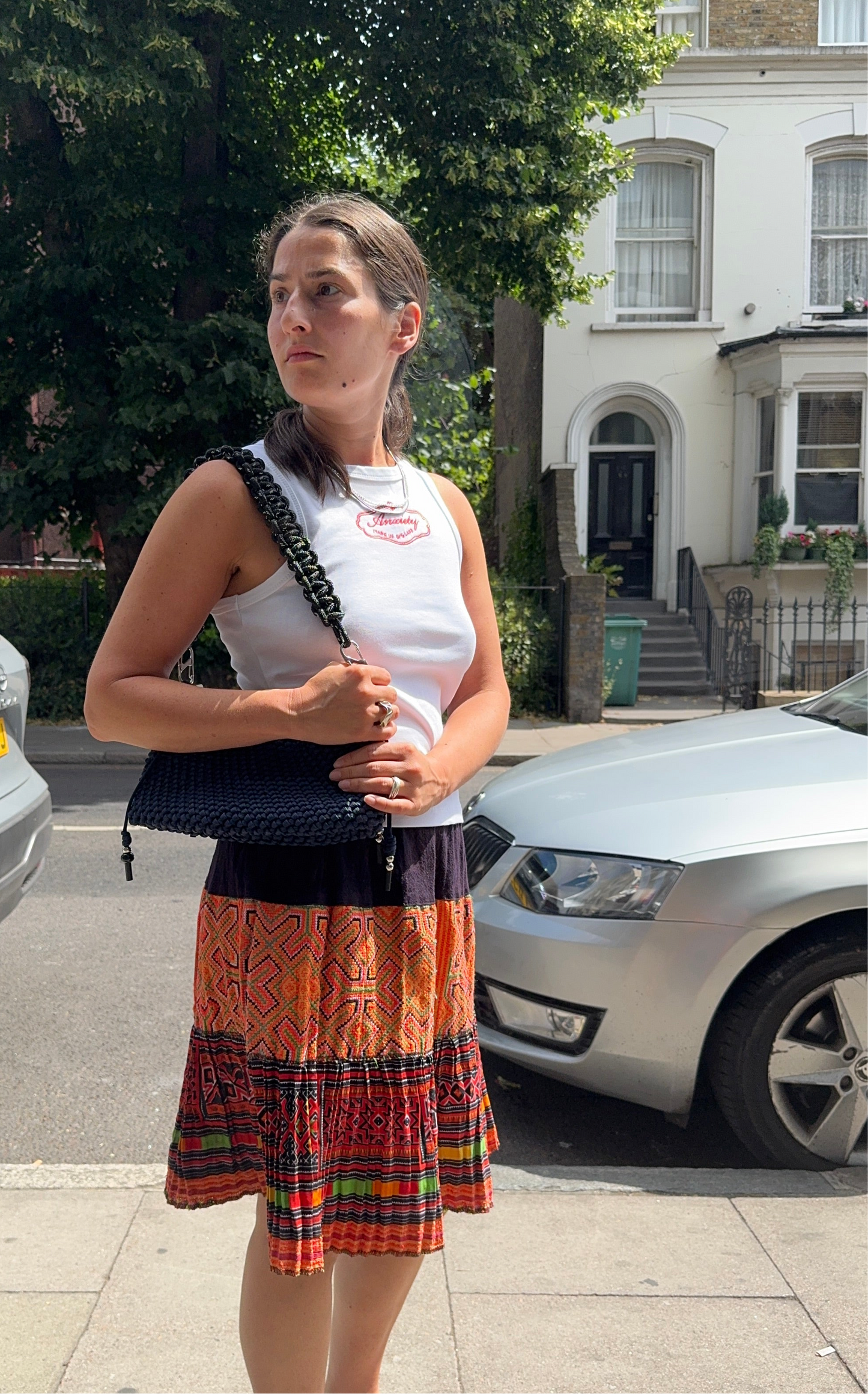 SK VINTAGE EMBROIDERED PLEATED SKIRT