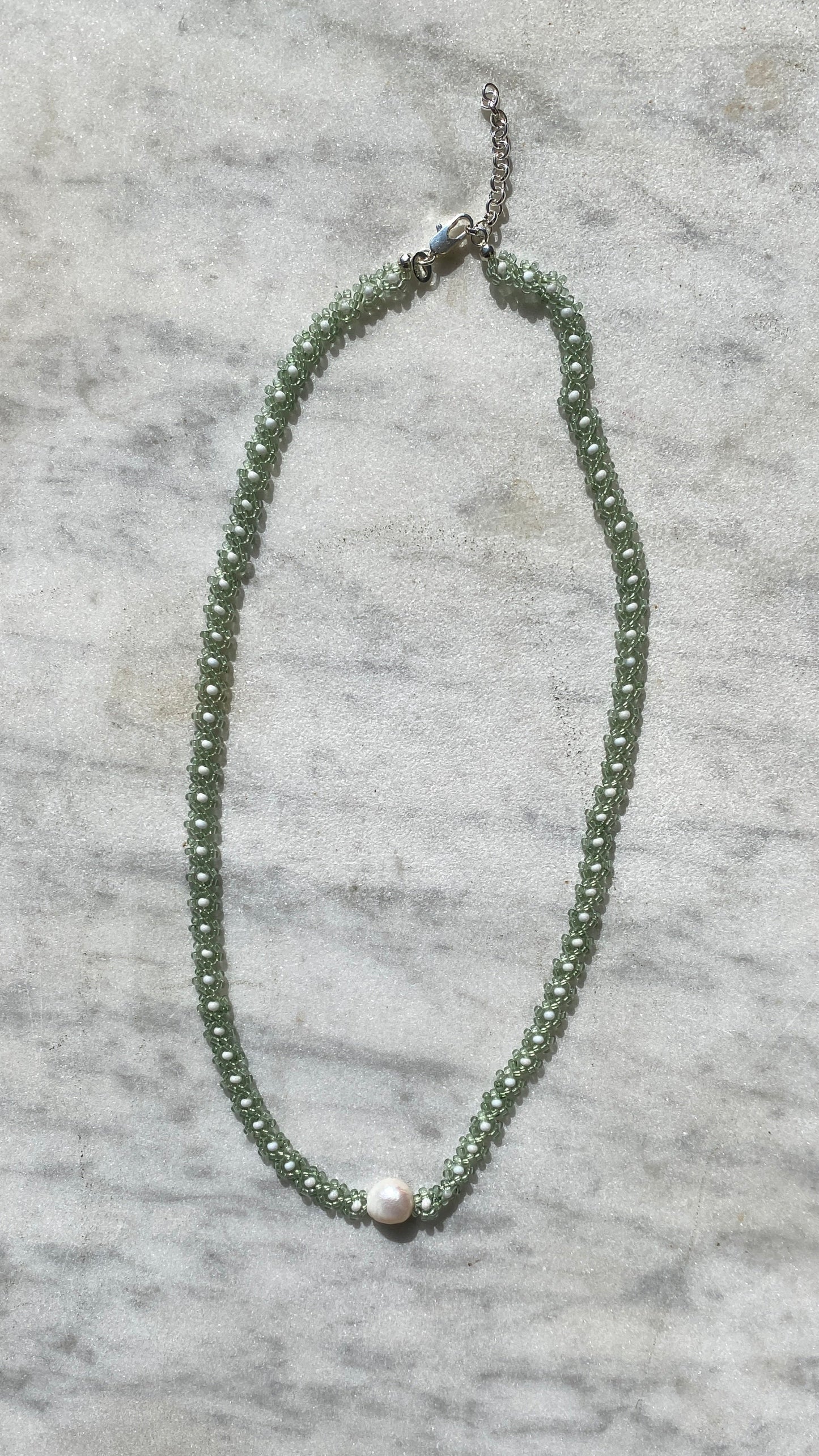 YONA KOHEN DAISY CHAIN IN SAGE GREEN AND PEARL