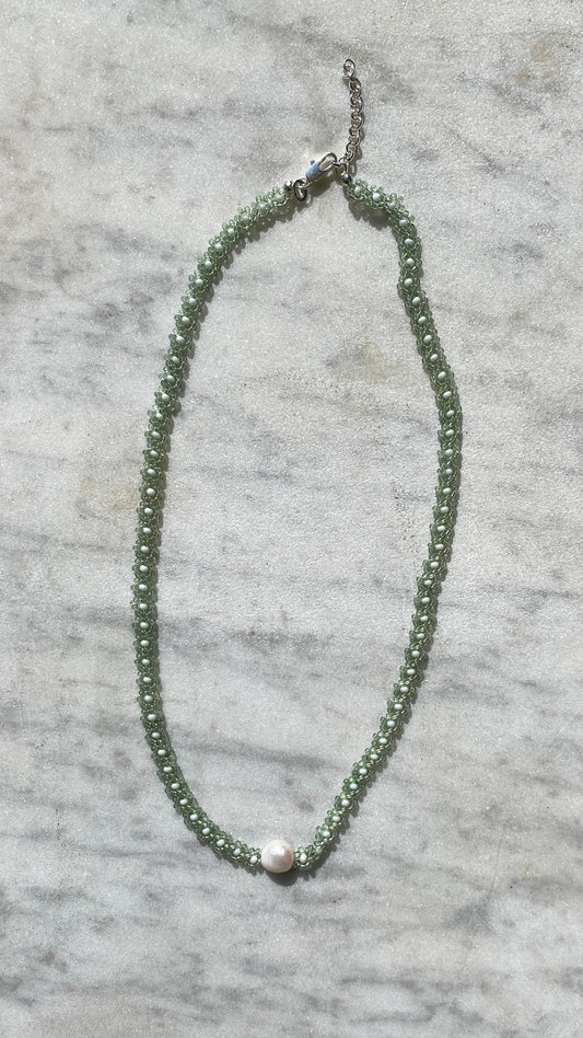 YONA KOHEN DAISY CHAIN IN SAGE GREEN AND PEARL