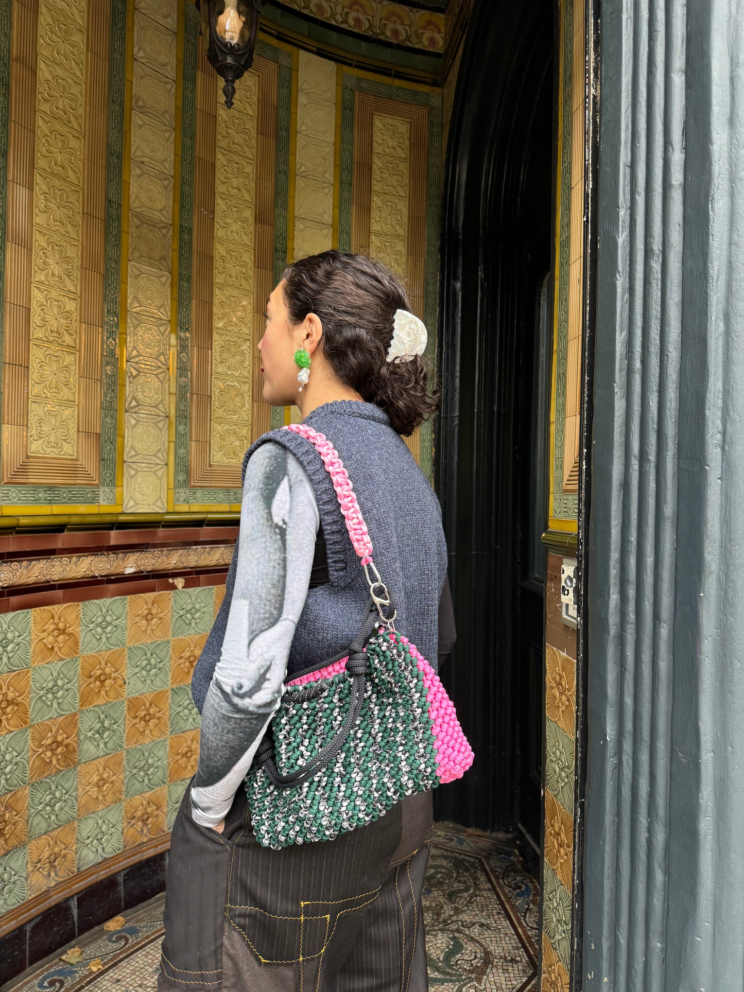 UCHA BLOOMING EARRINGS PEARL GREEN