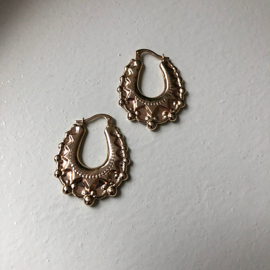 9CT GOLD OVAL CREOLE EARRINGS