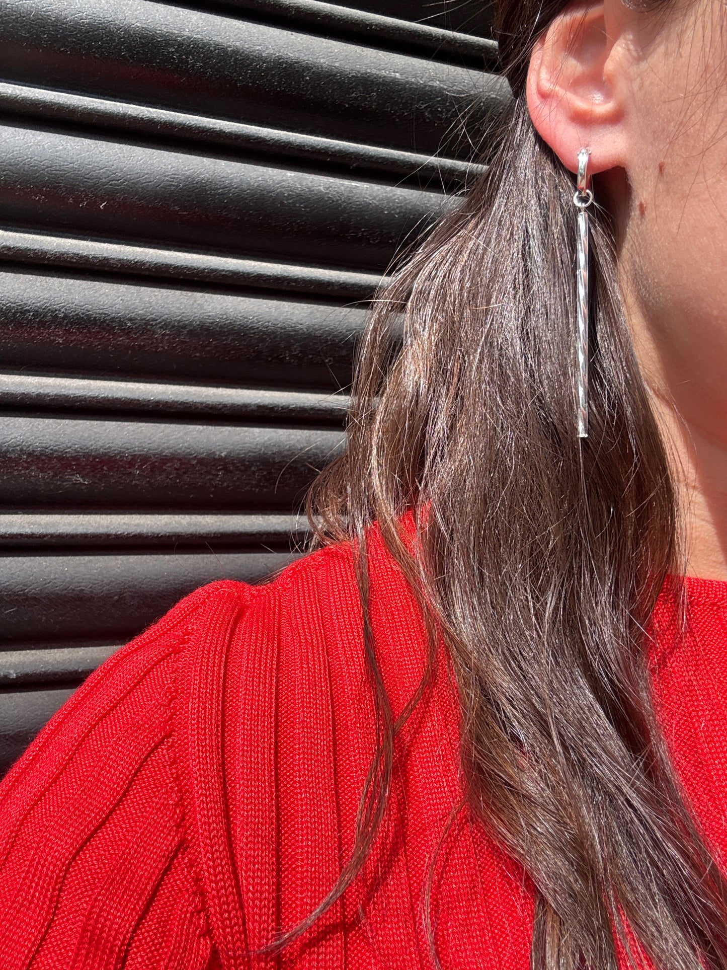 SISI JOIA ROD EARRINGS TWISTED SILVER