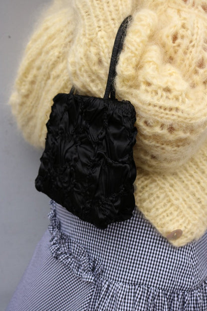 HAI LITTLE SILK RUCHED BAG IN BLACK