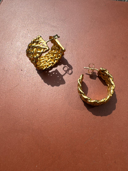 NODO CHUNKY WOVEN HOOPS BRASS