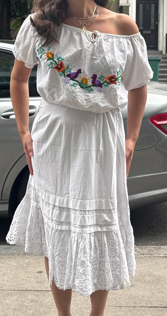 SK VINTAGE BRODERIE COTTON SKIRT