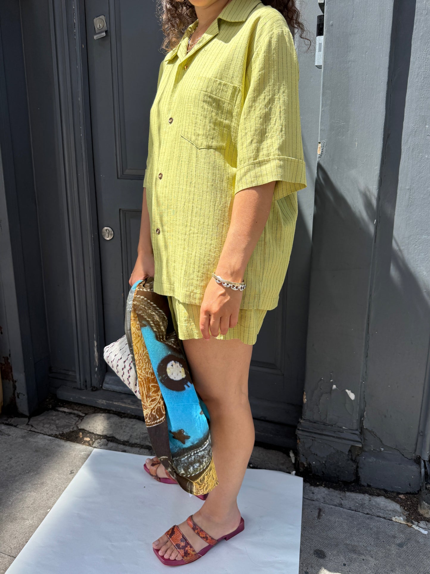 FORTY ONE JUNIE GREEN STRIPED SHORTS