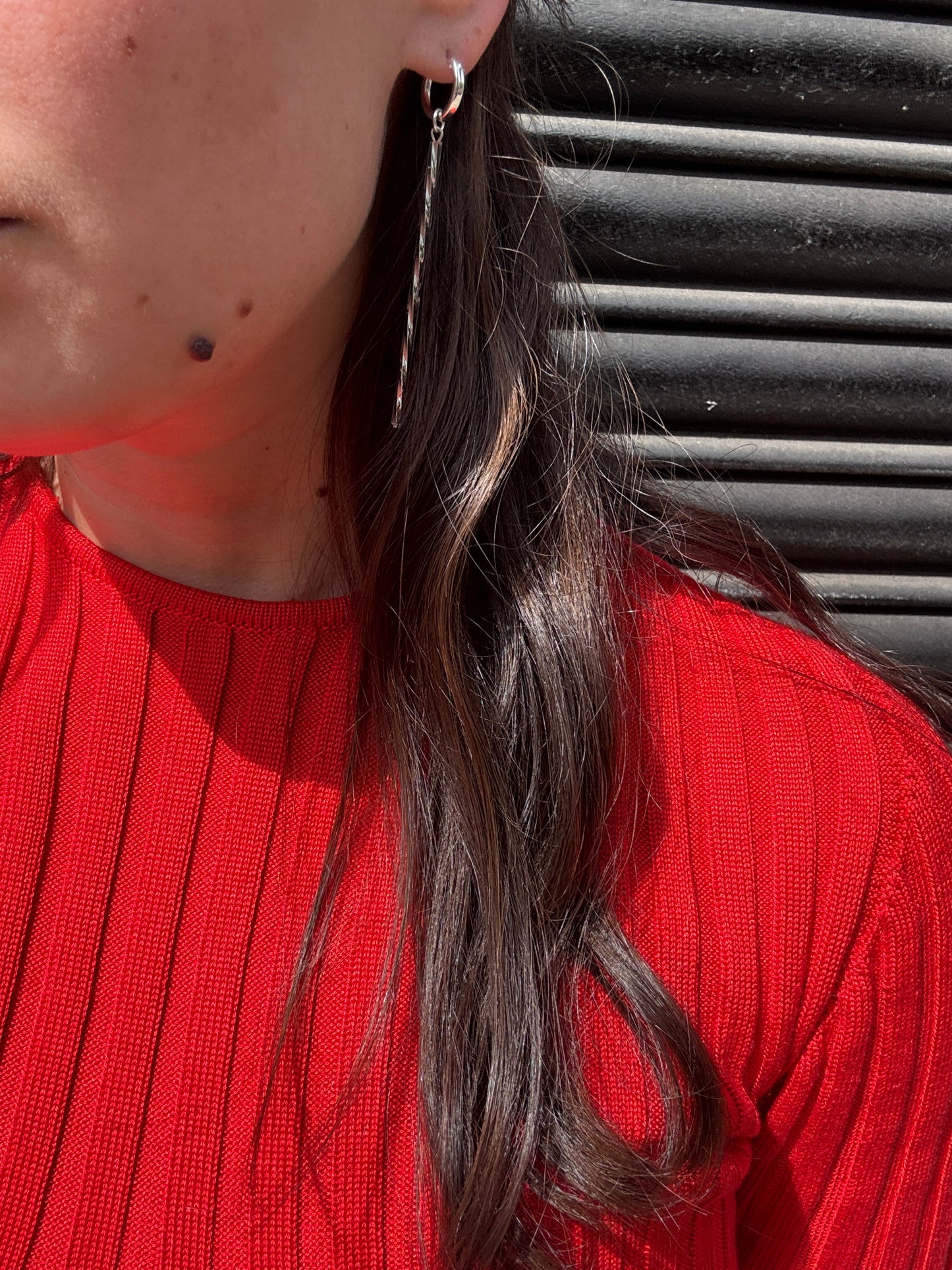 SISI JOIA ROD EARRINGS TWISTED SILVER