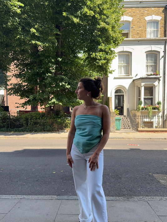 SLOW AND SOW SCARF AQUA & TURQUOISE