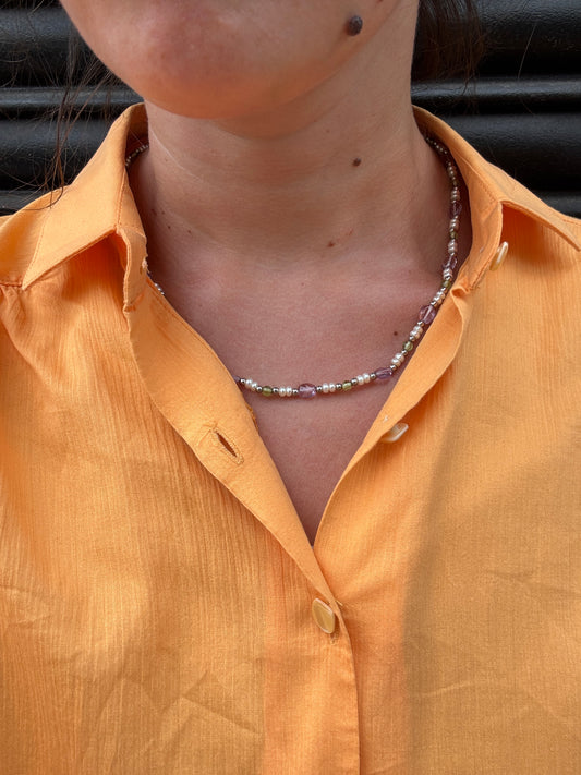 SACROSANCT VINTAGE AMETHYST AND PEARL NECKLACE