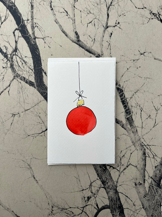 SCRIBBLE & DAUB RED BAUBLE CARD