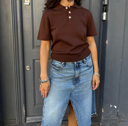 THE GATHER - BROWN POLO TOP