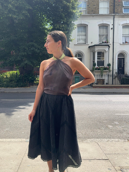 SLOW AND SOW SILK SCARF BROWN