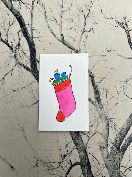 SCRIBBLE & DAUB STOCKING CARD