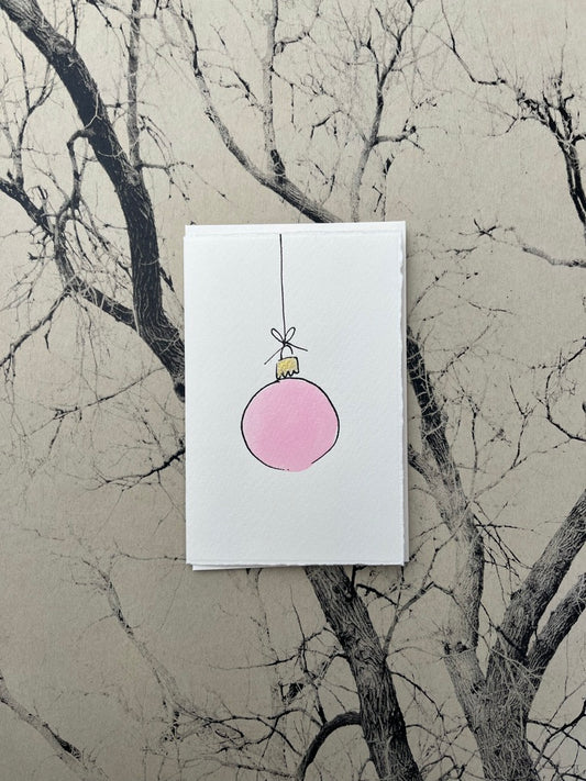 SCRIBBLE & DAUB PINK BAUBLE CARD