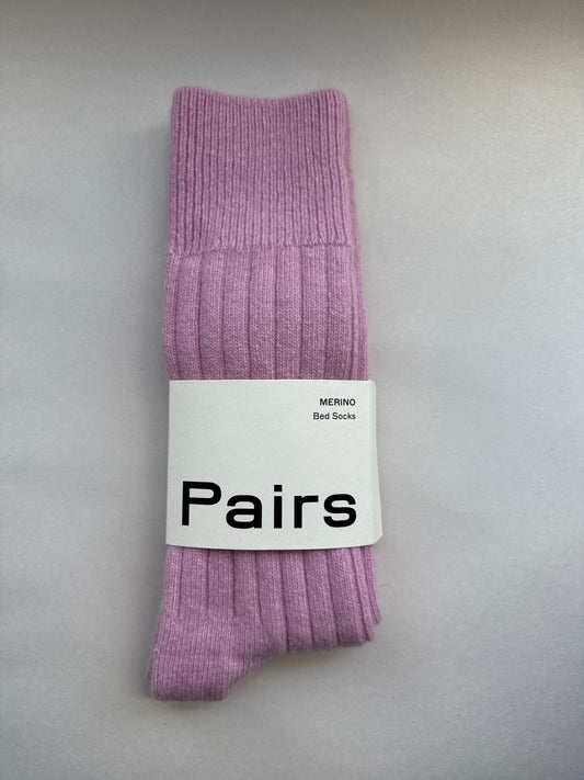 PAIRS BED SOCKS MERINO SUGAR PINK
