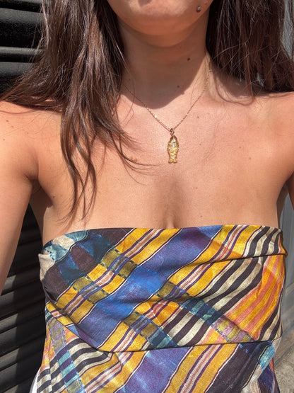 NON NON YELLOW QUARTZ YELLOW SAPHIRE FISH PENDANT