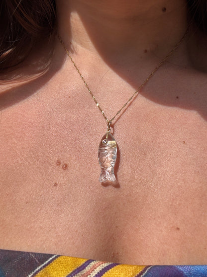NON NON CLEAR CRYSTAL PINK QUARTZ PENDANT