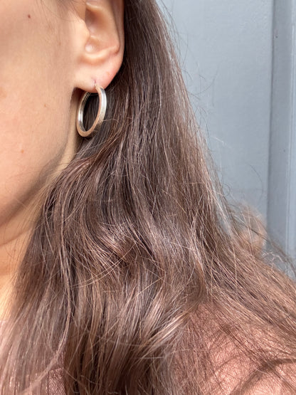 SACROSANCT RIDGED EDGE SILVER HOOPS
