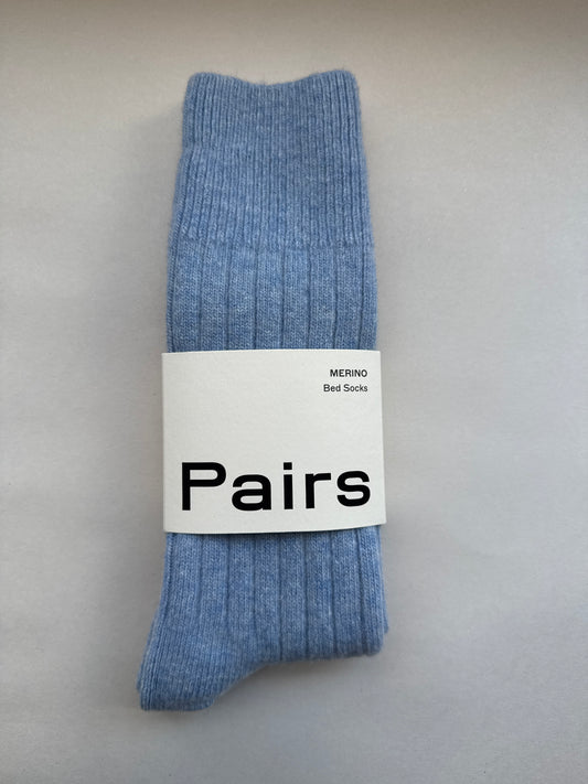 PAIRS BED SOCKS MERINO MORNING BLUE