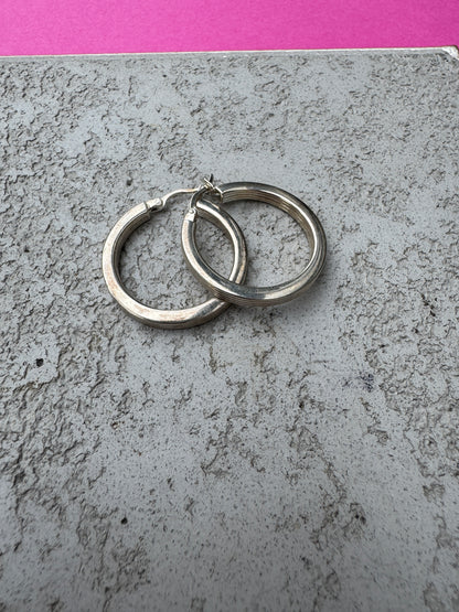 SACROSANCT RIDGED EDGE SILVER HOOPS
