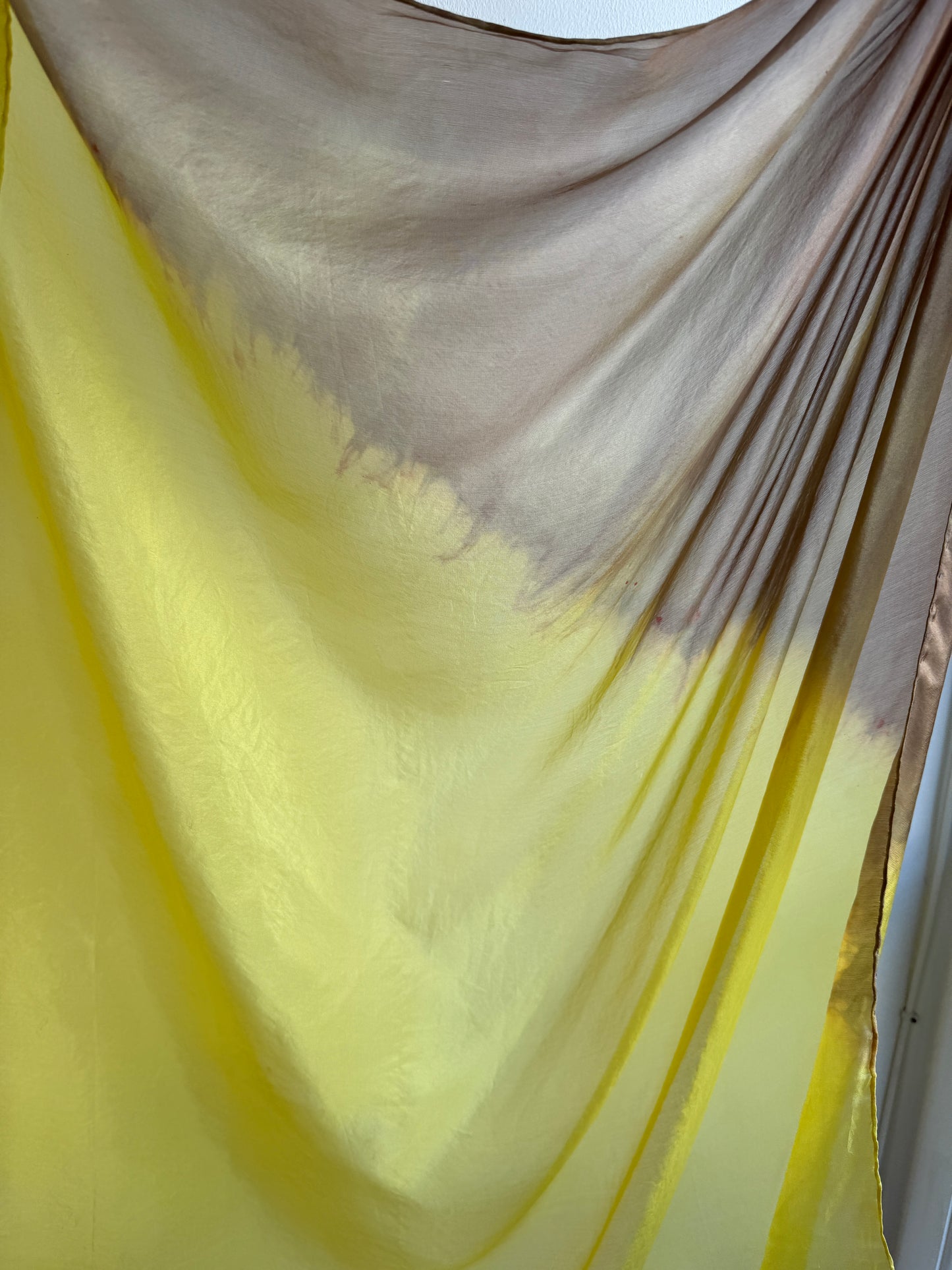 SLOW AND SOW SILK SCARF LEMON & WALNUT