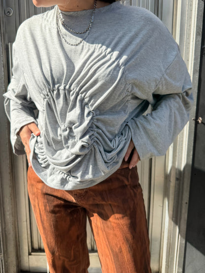 CELESTE BURGOYNE GREY SPIRAL TEE