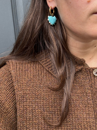 SANDRA ALEXANDRA MILAGROS HEART EARRINGS TURQUOISE