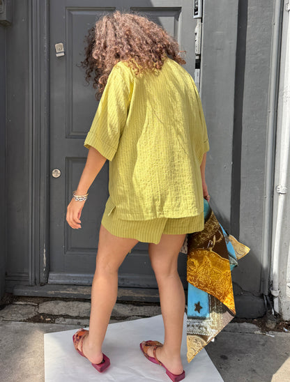 FORTY ONE JUNIE GREEN STRIPED SHORTS