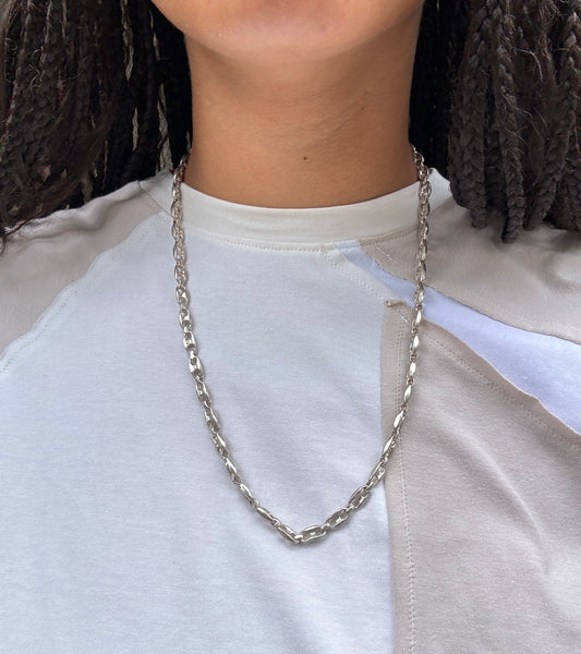 SANCROSANCT 925 SILVER LONG PUFFED MARINER CHAIN