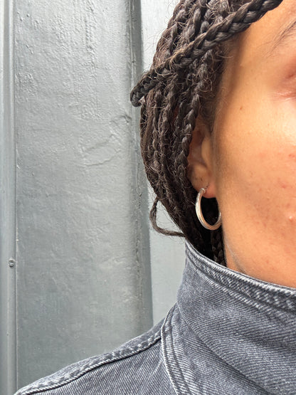 SACROSANCT SILVER CLASSIC HOOP EARRINGS